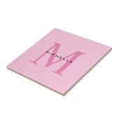 Monogram Roze Jouw naam Speciaal geschenk Geliefde Tegeltje (Zijkant)