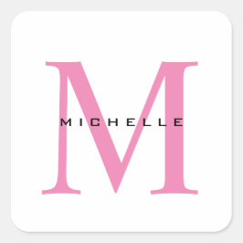 Monogram Roze Jouw naam Speciaal geschenk Geliefde Vierkante Sticker