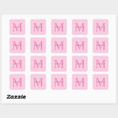 Monogram Roze Jouw naam Speciaal geschenk Geliefde Vierkante Sticker (Vel)