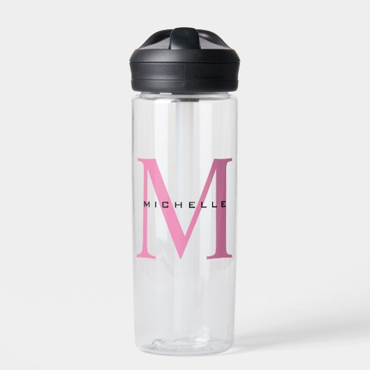 Monogram Roze Jouw naam Speciaal geschenk Geliefde Waterfles (Voorkant)