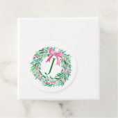 Monogram Roze Kerstkrans Gift Label (In situ)
