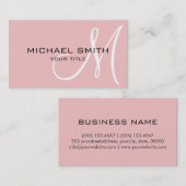 Monogram roze kleur achtergrond Baby Visitekaartje (Voorkant / Achterkant)