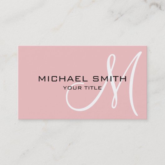 Monogram roze kleur achtergrond Baby Visitekaartje (Voorkant)