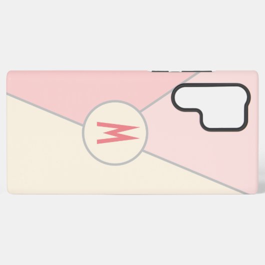 Monogram roze kleur blok samsung galaxy hoesje (Achterkant horizontaal)