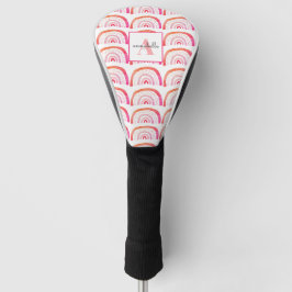 Monogram roze kleurige regenboogpatronen op maat golfheadcover