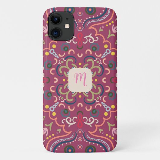 Monogram Roze & Kleurrijk Case-Mate iPhone Case (Achterkant)