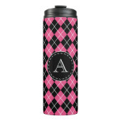 Monogram roze koffie thermosbeker (Voorkant)