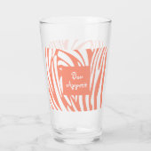 Monogram roze koraal gestreept Zebra Pattern Trend Glas (Achterkant)