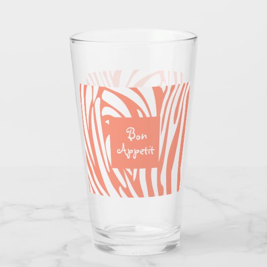 Monogram roze koraal gestreept Zebra Pattern Trend Glas (Achterkant)