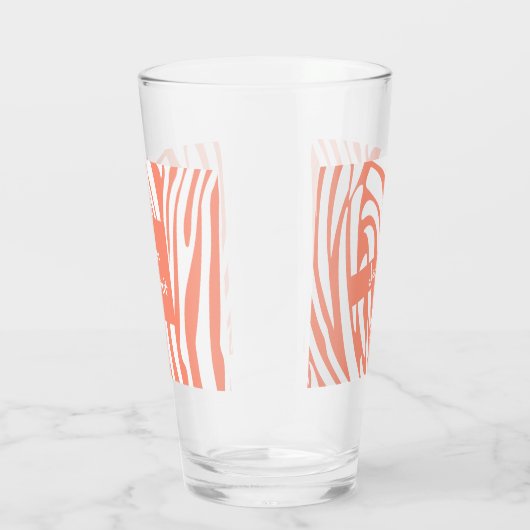 Monogram roze koraal gestreept Zebra Pattern Trend Glas (Rechts)