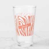 Monogram roze koraal gestreept Zebra Pattern Trend Glas (Voorkant)