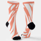 Monogram roze koraal gestreepte zebra print trendy sokken (Gebogen)
