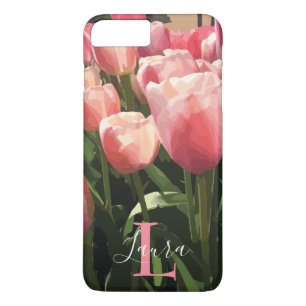 Monogram Roze Koraaltulpen iPhone 8/7 Plus Hoesje