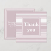 Monogram roze kwarts strepen bedankkaart (Voorkant / Achterkant)
