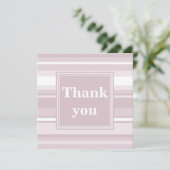 Monogram roze kwarts strepen bedankkaart (Staand voorkant)