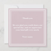 Monogram roze kwarts strepen bedankkaart (Achterkant)