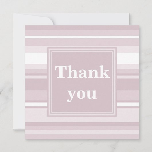 Monogram roze kwarts strepen bedankkaart (Voorkant)
