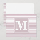 Monogram roze kwarts strepen briefkaart (Voorkant / Achterkant)