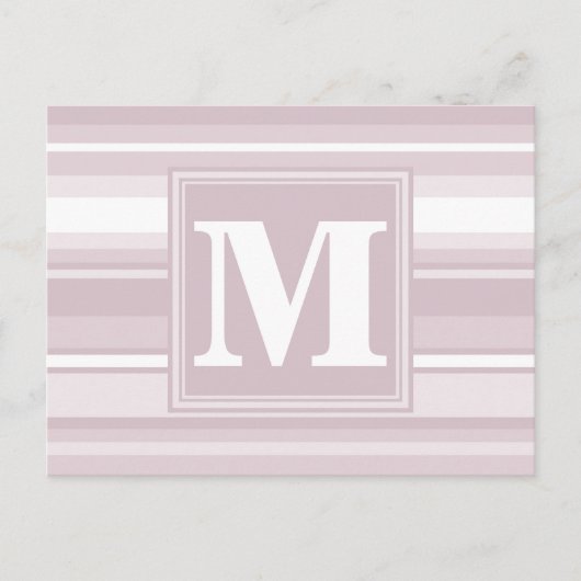 Monogram roze kwarts strepen briefkaart (Voorkant)