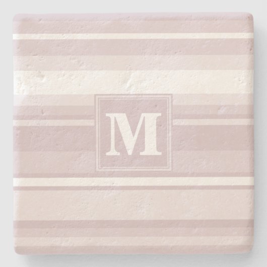 Monogram roze kwarts strepen stenen onderzetter (Voorkant)