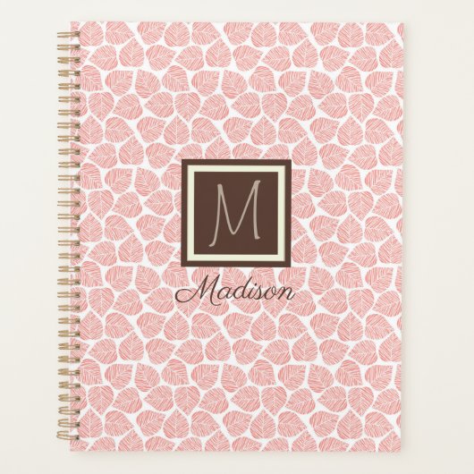 Monogram Roze Leaf Planner (Voorkant)