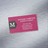 Monogram | Roze leder en pleister Magnetisch Visitekaartje (Voorbeeld)