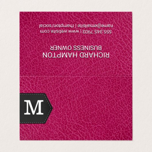 Monogram | Roze leder en pleister Visitekaartje (Buitenkant ongevouwen)