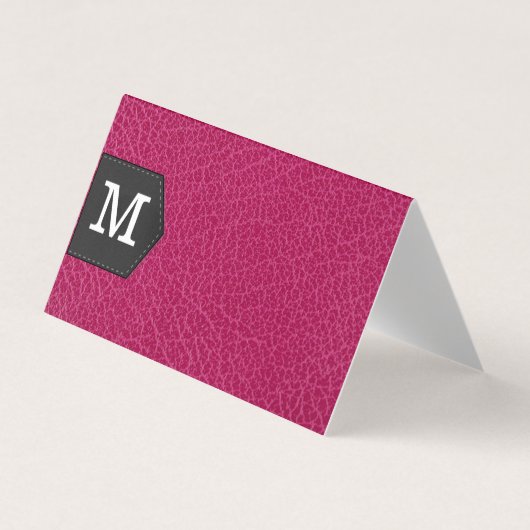 Monogram | Roze leder en pleister Visitekaartje (Voorkant)