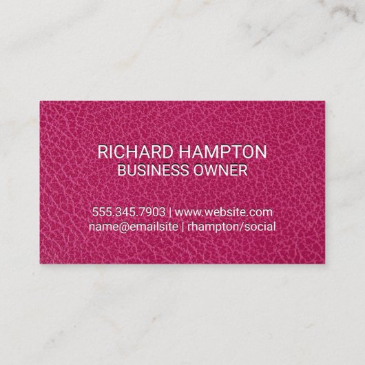 Monogram | Roze leder en pleister Visitekaartje (Achterkant)