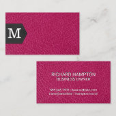 Monogram | Roze leder en pleister Visitekaartje (Voorkant / Achterkant)