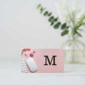 Monogram | Roze lederen Kantoor-ruimte achtergrond Visitekaartje (Staand voorkant)