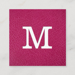 Monogram Roze lederen textiel Vierkante Visitekaartje