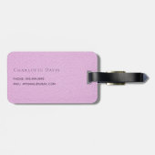 Monogram roze lederen textuur bagagelabel (Achterkant horizontaal)