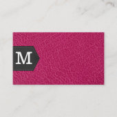 Monogram | Roze leer en patch Visitekaartje (Voorkant)