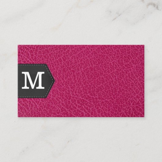 Monogram | Roze leer en patch Visitekaartje (Voorkant)