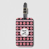 Monogram roze lint op zwart Bagagelabel (Voorkant (verticaal))