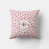 Monogram roze Love Heart Waterverf Patroon Kussen (Achterkant)