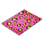 Monogram Roze luipaard Afdrukdier Cheetah Initiaal Notitieboek (Linkerzijde)