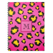 Monogram Roze luipaard Afdrukdier Cheetah Initiaal Notitieboek (Voorkant)