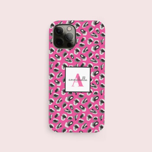 Monogram roze luipaard printpatroon op maat Case-Mate iPhone case