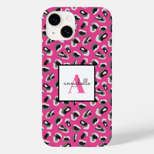 Monogram roze luipaard printpatroon op maat Case-Mate iPhone case (Achterkant)