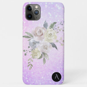 *~* Monogram Roze Magenta Floral Ombre Glitter Case-Mate iPhone Case