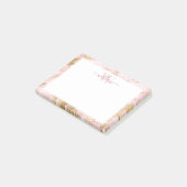 Monogram Roze Marble Golden Folie Post-it Notes (Schuin)