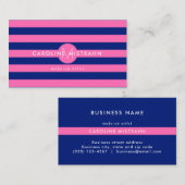 Monogram roze marineblauw makreel visitekaartje (Voorkant / Achterkant)