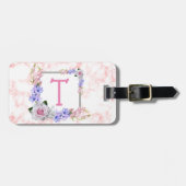 Monogram Roze Marmer Bagagelabel (Voorkant horizontaal)