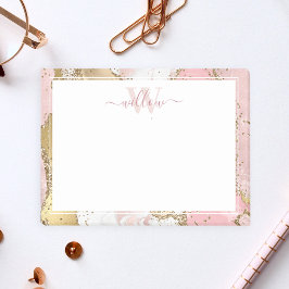 Monogram Roze marmer Gold Foil Grafisch Post-it® Notes