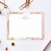 Monogram Roze marmer Gold Foil Grafisch Post-it® Notes