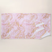 Monogram Roze Marmer Gouden Glitter Strandlaken (Voorkant)
