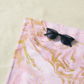 Monogram Roze Marmer Gouden Glitter Strandlaken (In situ)