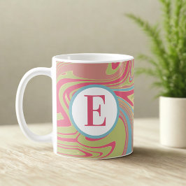 Monogram Roze Marmer Koffiemok